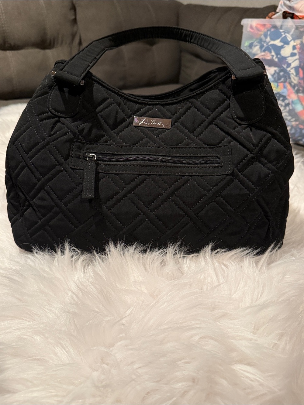 Vera Bradley Black Quilted Handle Tote